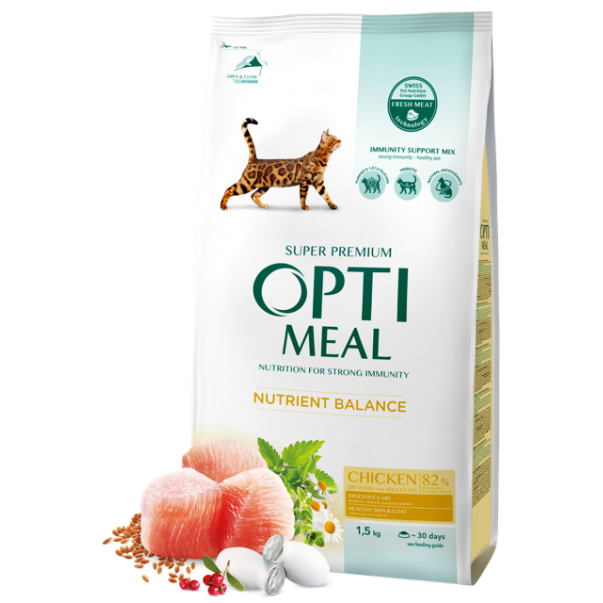 OPTIMEAL™ Superpremium pre dospelé mačky s kuracim mäsom 1,5kg (9671) - Kliknutím zobrazíte detail obrázku.