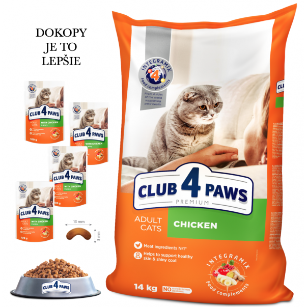 CLUB 4 PAWS Premium pre dospelé mačky Kura 14 kg + kapsičky 4x100g (9146*) - Kliknutím zobrazíte detail obrázku.