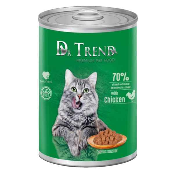 DR.TREND Konzerva s kuracím mäsom v jemnej omáčke pre dospelé mačky. 400 g (2538) - Kliknutím zobrazíte detail obrázku.