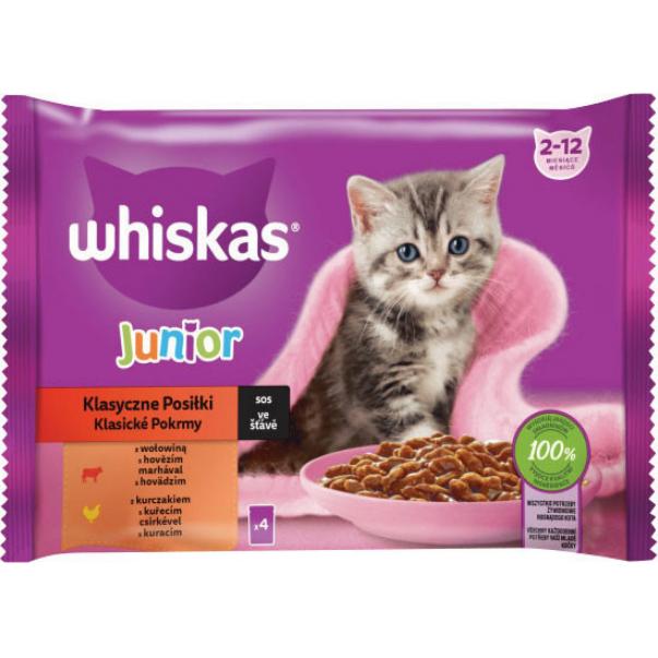 Whiskas cat Junior Mäsový výber kura&hovädzie&jahňa&králik v šťave 4 x 85 g - Kliknutím zobrazíte detail obrázku.