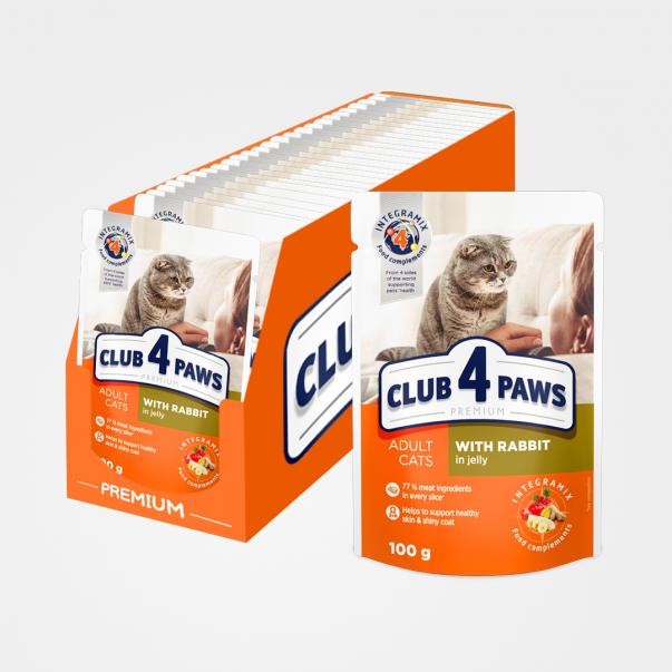 CLUB 4 PAWS Premium s králikom v želé 24x100g (0558*) - Kliknutím zobrazíte detail obrázku.