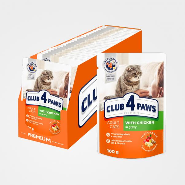 CLUB 4 PAWS Premium s kuracím mäsom v omáčke 24x100g (0504*) - Kliknutím zobrazíte detail obrázku.