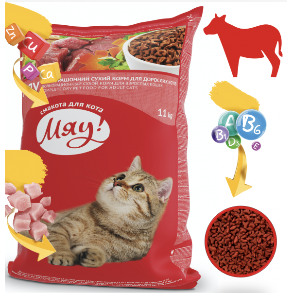 Miau! pre dospelé mačky s mäsom 11kg (2093) - Kliknutím zobrazíte detail obrázku.
