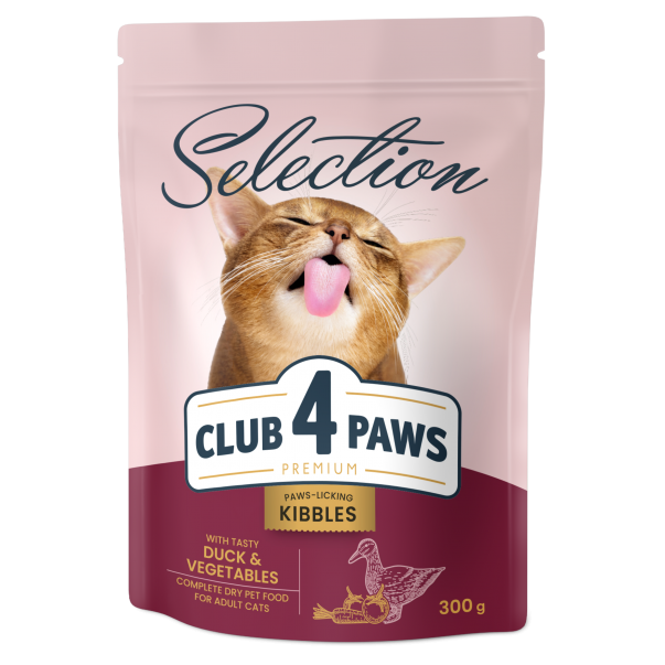 CLUB 4 PAWS Premium pre dospelé mačky - kačica a zelenina 300 g (5451) - Kliknutím zobrazíte detail obrázku.