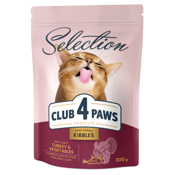 CLUB 4 PAWS Premium pre dospelé mačky - morka a zelenina 300 g (5468) - Kliknutím zobrazíte detail obrázku.