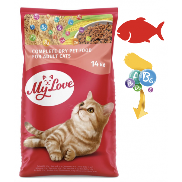 MY LOVE pre dospelé mačky s rybami 14kg (8391) - Kliknutím zobrazíte detail obrázku.