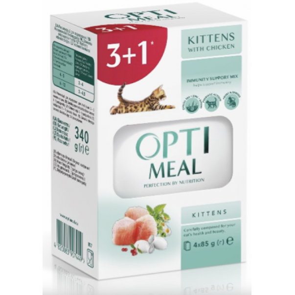 OPTIMEAL™ SET 3+1 kapsička pre mačiatka s kuracím mäsom 4x85 g (0534**) - Kliknutím zobrazíte detail obrázku.