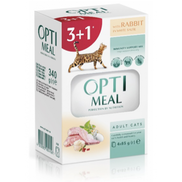OPTIMEAL™ Superpremium SET 3+1 kapsička pre mačky s králikom v bielej omáčke 4 x85 g (0536**) - Kliknutím zobrazíte detail obrázku.