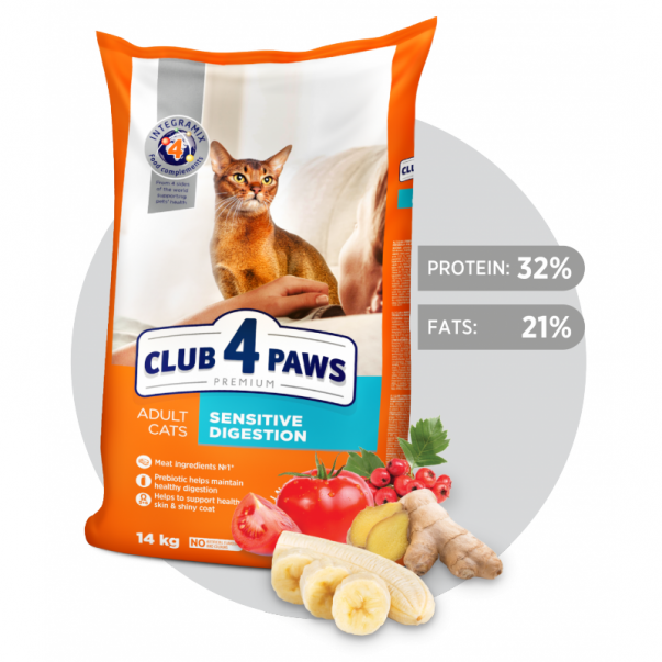 CLUB 4 PAWS Premium pre mačky s citlivým trávením 14 kg (9399) - Kliknutím zobrazíte detail obrázku.