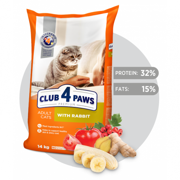 CLUB 4 PAWS Premium pre dospelé mačky s králikom 14 kg (9153) - Kliknutím zobrazíte detail obrázku.