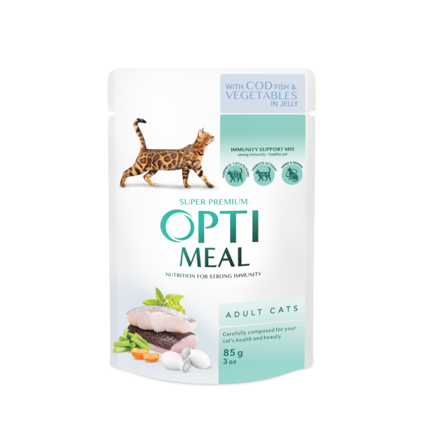 OPTIMEAL™ Superpremium kapsička pre mačky s treskou a zeleninou v želé 85 g (0801) - Kliknutím zobrazíte detail obrázku.