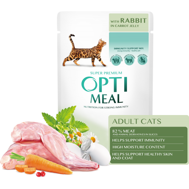 OPTIMEAL™ Superpremium kapsička pre mačky s kralikom v mrkvovom žele 85g (0530) - Kliknutím zobrazíte detail obrázku.