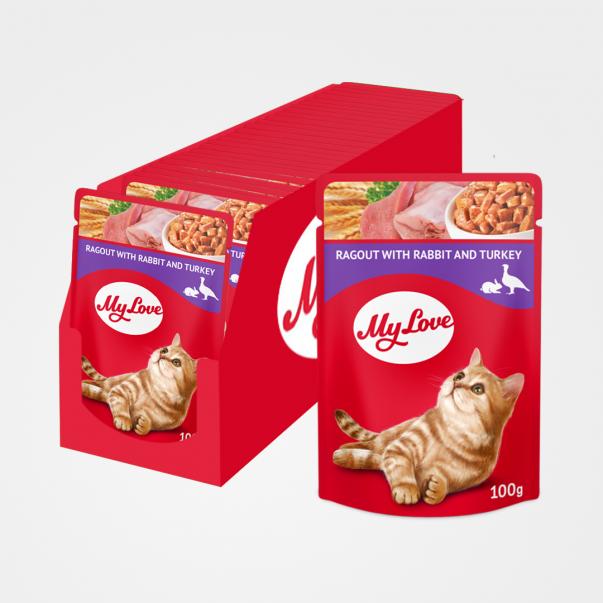 My Love kapsička pre mačky ragú s králičím a morčacím mäsom 24x100 g (0907*) - Kliknutím zobrazíte detail obrázku.