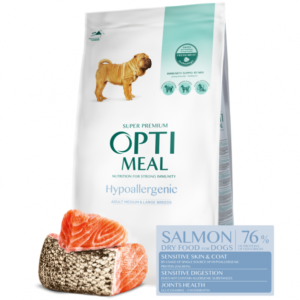 OPTIMEAL™ Hypoalergénne, pre dospelých psov stredných a veľkých plemien – losos 20 kg (5949) - Kliknutím zobrazíte detail obrázku.