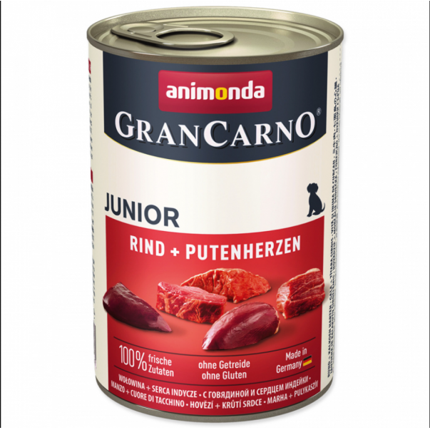 Animonda GranCarno Original Junior hovädzie mäso a morčacie srdcia - 400g - Kliknutím zobrazíte detail obrázku.