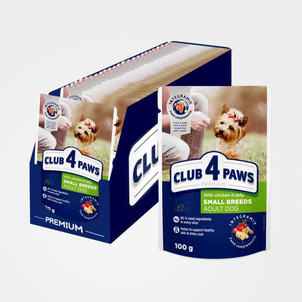 CLUB 4 PAWS Premium pre malé plemená s kuracím mäsom v želé  24 x 100g (0508*) - Kliknutím zobrazíte detail obrázku.