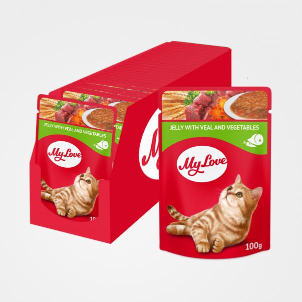 My Love kapsička pre mačky Želé s teľacím mäsom a zeleninou 24x100 g (0908) - Kliknutím zobrazíte detail obrázku.