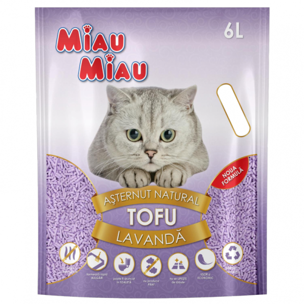 TOFU Podstielka pre mačky MIAU MIAU. Levanduľa. 6L (3447) - Kliknutím zobrazíte detail obrázku.