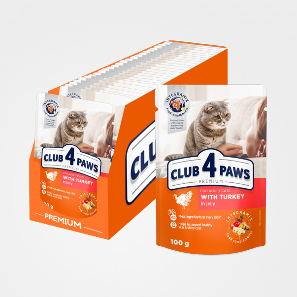 CLUB 4 PAWS Premium s morčacím mäsom v želé 24x80g (0700*) - Kliknutím zobrazíte detail obrázku.