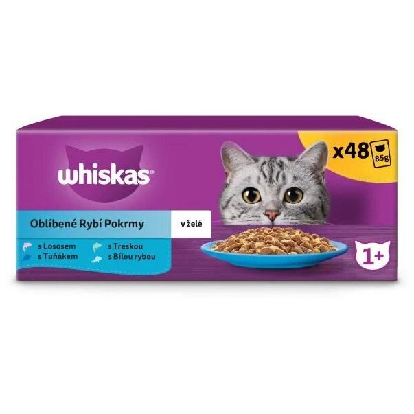 Whiskas kapsičky Obľúbené Rybie pokrmy v želé pre dospelé mačky 48× 85 g - Kliknutím zobrazíte detail obrázku.