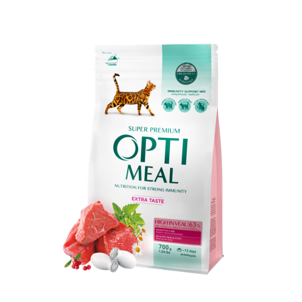 OPTIMEAL™ Superpremium pre dospelé mačky s teľacím mäsom 700 g (4683) - Kliknutím zobrazíte detail obrázku.