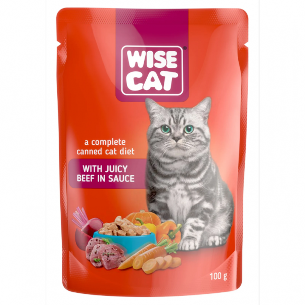Wise Cat s šťavnatym hovädzím mäsom 100 g (1098) - Kliknutím zobrazíte detail obrázku.