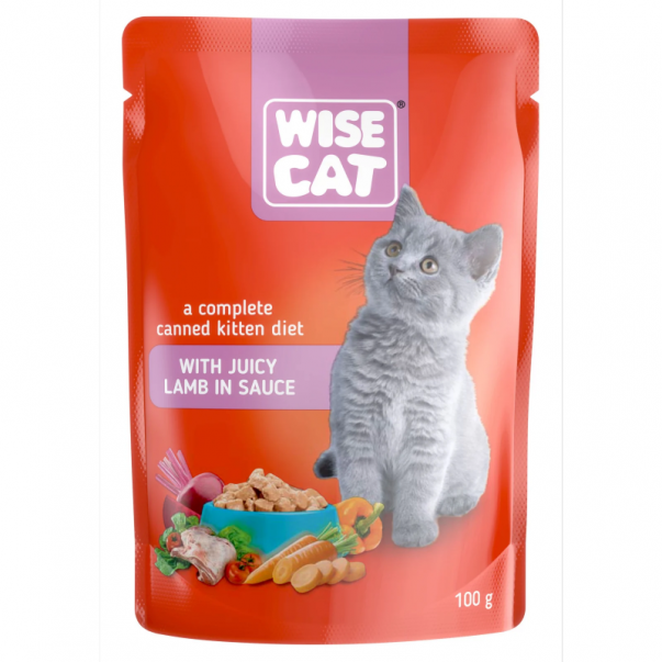 Wise Cat šťavnaté jahňacie mäso v omáčke pre mačiatka 100 g (1067) - Kliknutím zobrazíte detail obrázku.