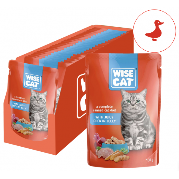 Wise Cat s šťavnatým kačacím mäsom 24x100 g (1128*) - Kliknutím zobrazíte detail obrázku.