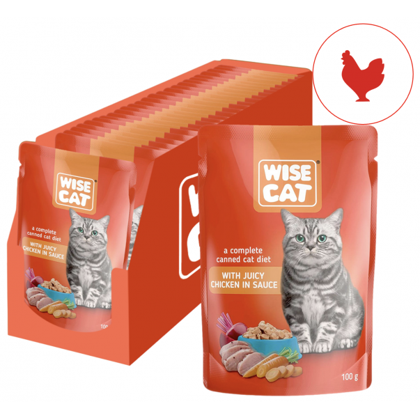 Wise Cat so šťavnatým kuracím mäsom 24x100 g (1135*) - Kliknutím zobrazíte detail obrázku.