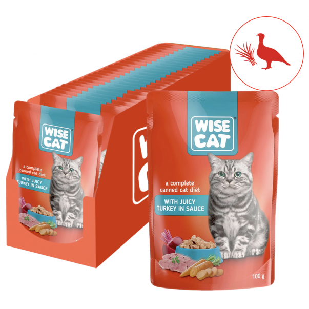 Wise Cat šťavné morčacie mäso v omáčke 24x100 g (1111*) - Kliknutím zobrazíte detail obrázku.