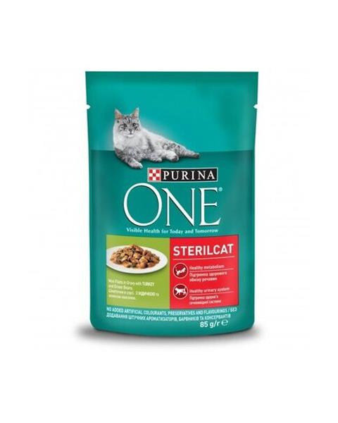 PURINA ONE cat Sterilcat mini filetky s morkou a zelenými fazuľkami v šťave 26x85g
